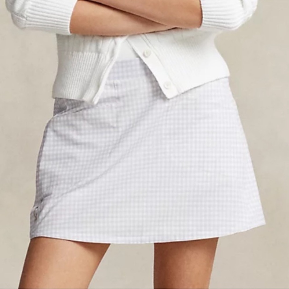 Ralph Lauren RLX Purple and White Gingham Mini Skirt